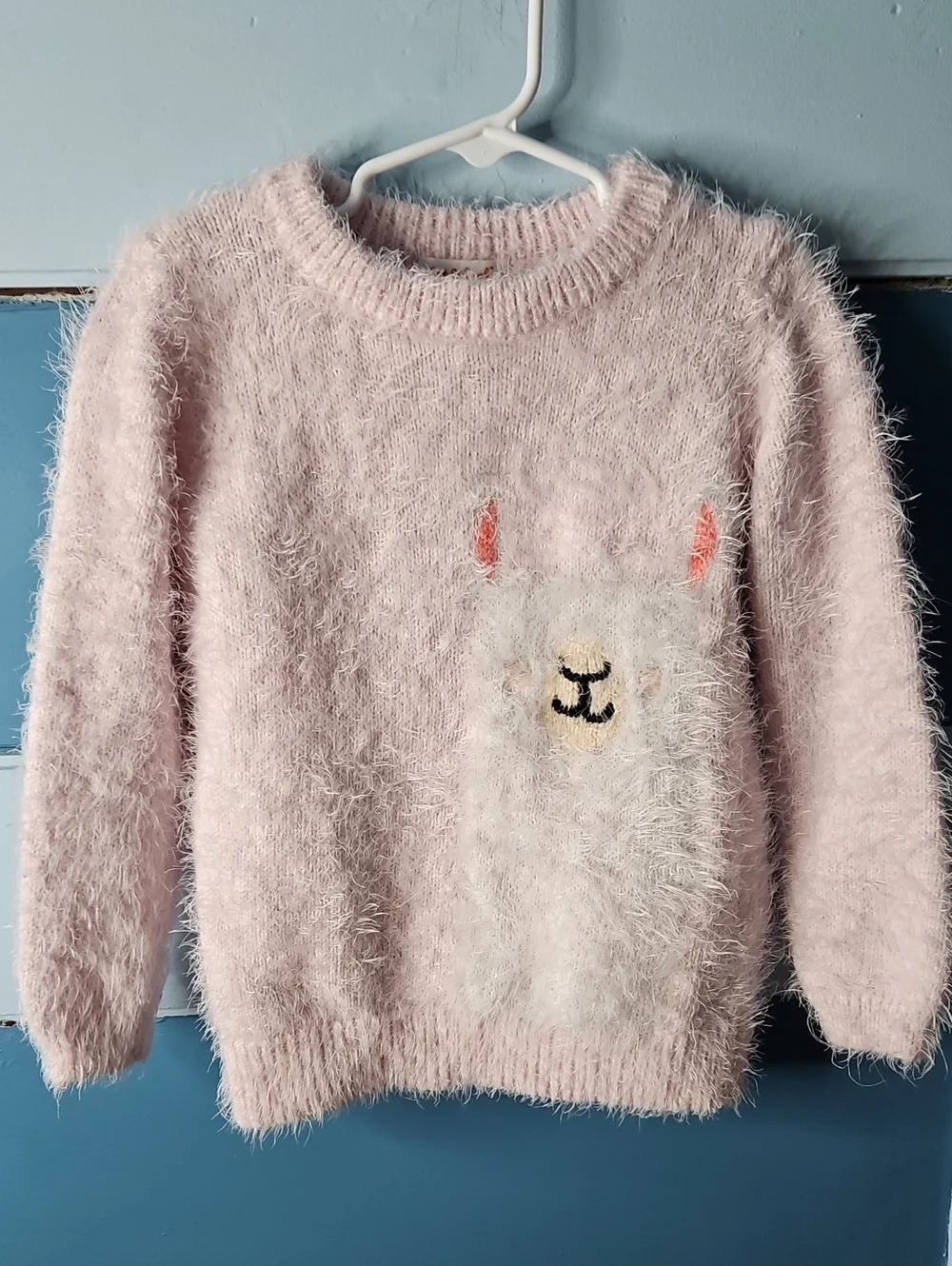Cat & Jack Fuzzy Pink Llama Sweater Kids 5T